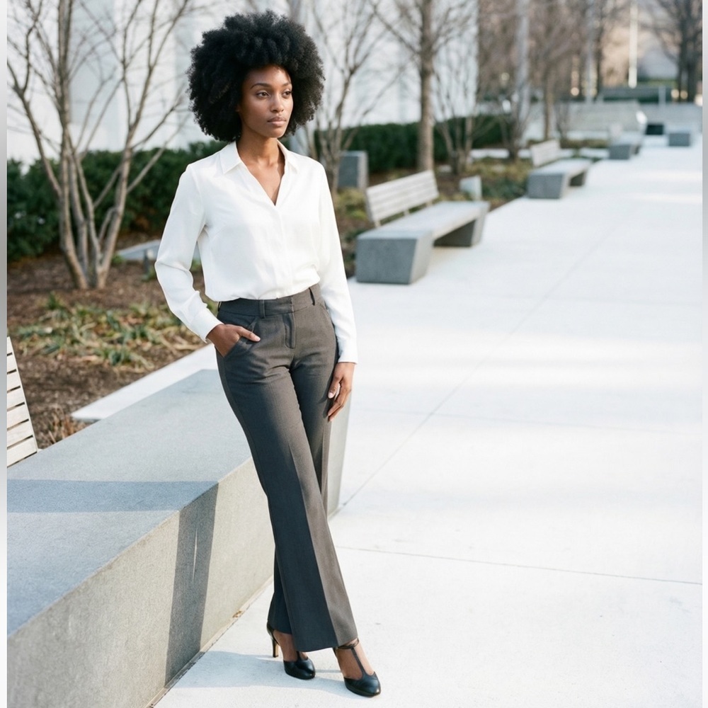 Worthington Petite Gray Modern Fit Bell Bottom Pants